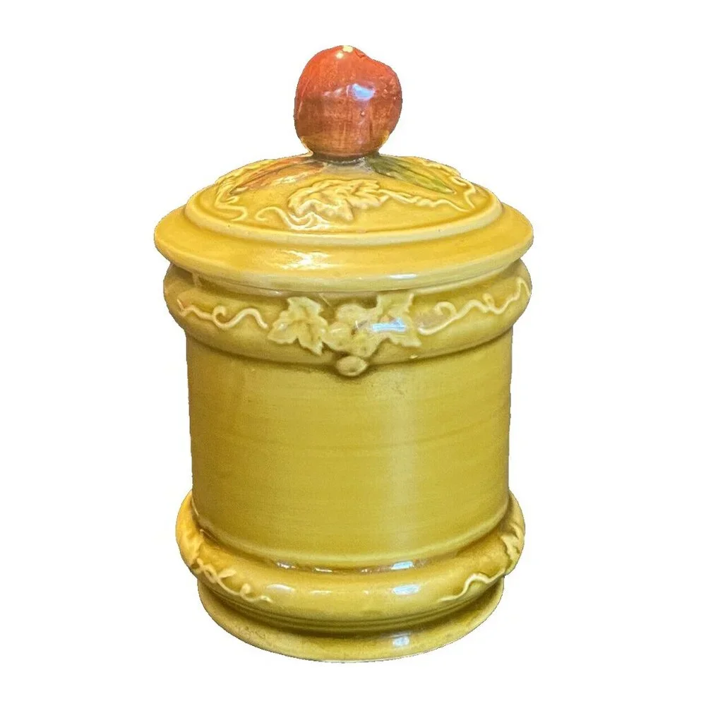 GEO Z LEFTON Vintage 3 Piece 3743 Yellow Creamer‎ & Sugar-Apples/Pears/Grapes